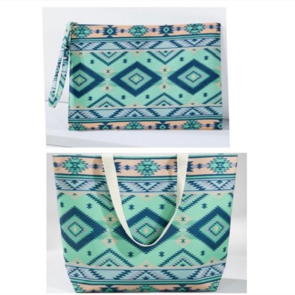 Styline Handbags - ⬇️💲NWT - Boho Ethnic Aztec Print Bag & Wristlet